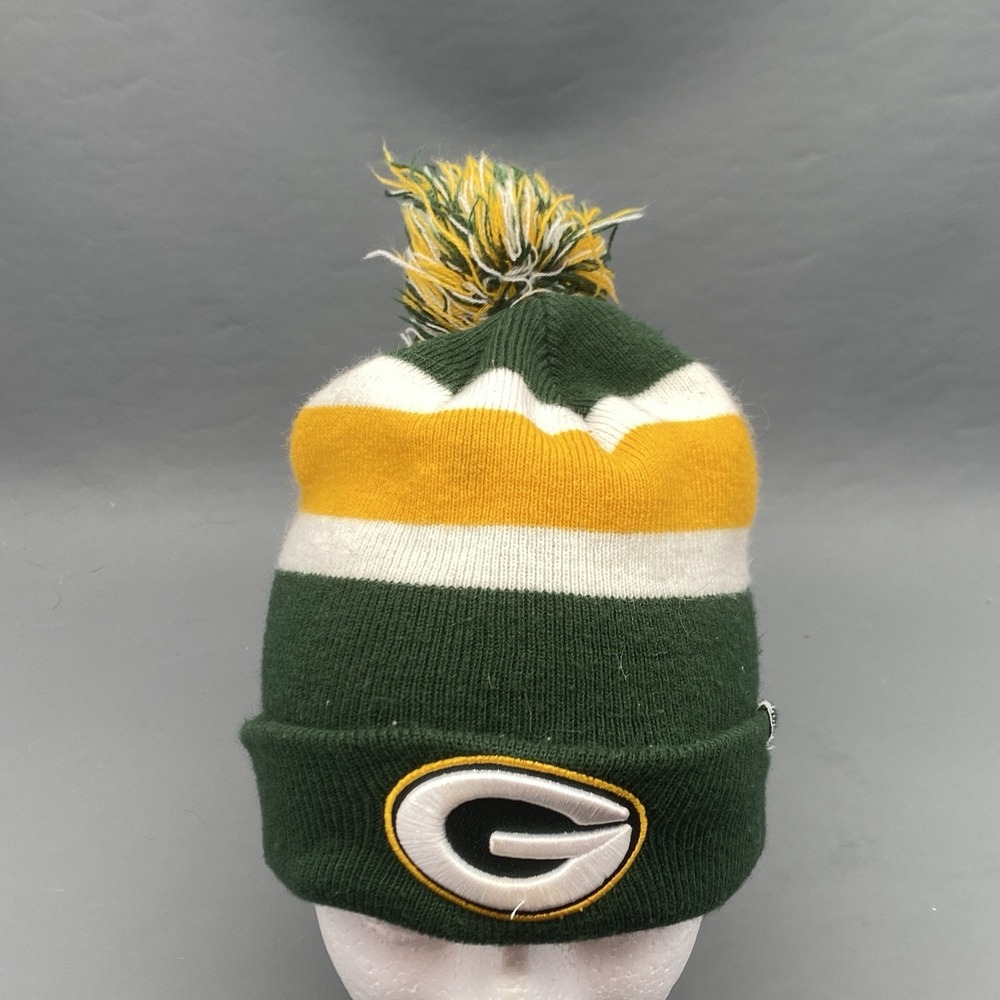Green Bay Packers Beanie 47 Brand Yellow & Green Knit Hat Pom Pom OSFA Adult